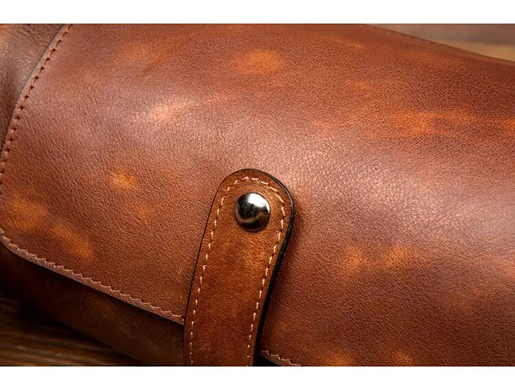 Round Vintage Leather Satchel