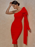 Long Sleeve Bandage Dress 2022 New Womens Yellow Bandage Dress Elegant Sexy Bowknot Evening Club Party Dress High Quality Summer - view 6