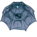 Fishing net with umbrella-like structure on a white background