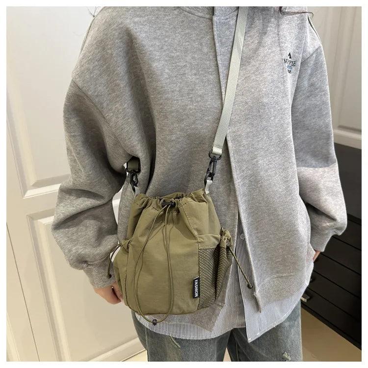 Nylon Drawstring Bucket Bag