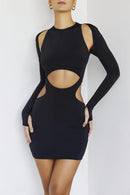 Hollow Out Full Sleeve O-Neck Mini Dress, iBuyXi.com