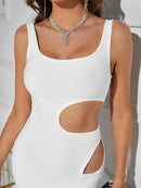 Elegant White Hollow Out Midi Dress, iBuyxi.com