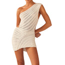 One Shoulder Bodycon Crochet Mini Dress, iBuyXi.com