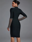 Black Long Sleeve Bandage Bodycon Dress, ibuyxi.com