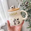 Cute Cartoon Panda Coffee Mug Lid & Spoon, ibuyxi.com