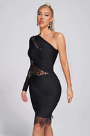 One Shoulder Hollow Out Bandage Mini Dress, ibuyxi.com