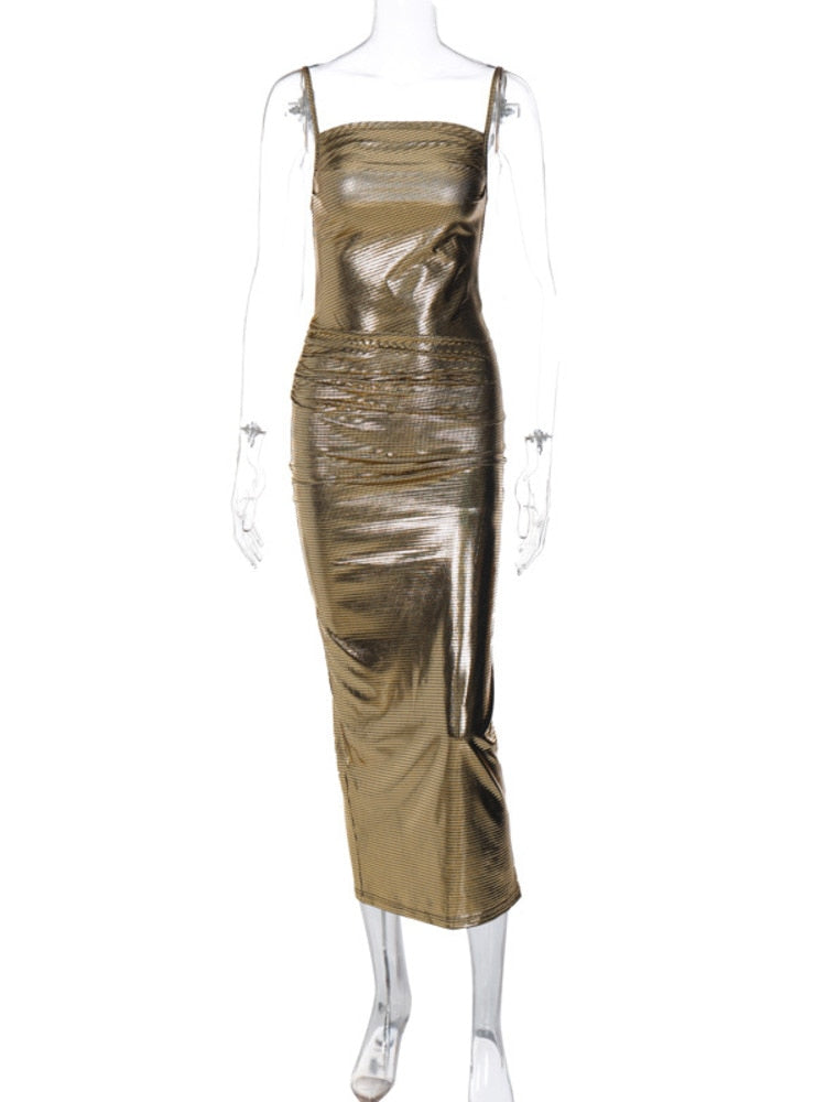 Spaghetti Strap Backless Sparkle Maxi Dress, iBuyxi.com