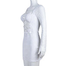 Articat Sexy Hollow Out Mesh Women Dress White Long Sleeve See Through Dress Femme Autumn Skinny Elegant Party Clubwear Vestidos, ibuyxi.com