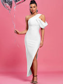 Sexy Bandage Dress Long Elegant Evening Party Dress Maxi Bodycon Women Pink One Shoulder Birthday Club Outfits 2023 Summer - view 3