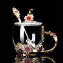 Rose Mug & Enamel Crystal Flower Tea Tumbler, ibuyxi.com