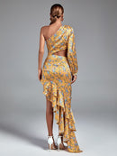 Floral Print Luxury One Shoulder Long Outfit, ibuyxi.com