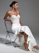 White Lace Ruffle Long Bandage Dress, ibuyxi.com