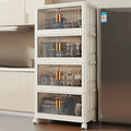 Ivory Stackable Storage Cabinet with Doors and Wheels, iBuyXi.com