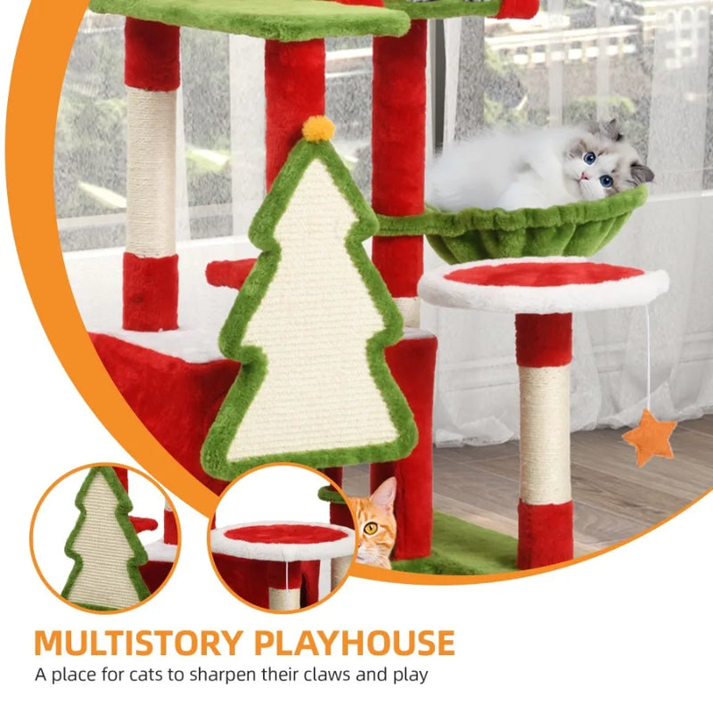 Cozy Holiday Multi Level Cat Tower