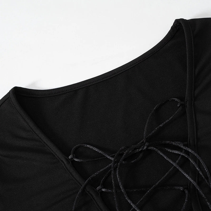 Long Sleeve Slim V-Neck Bandage Bodysuit, ibuyxi.com