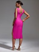 Pink Embellished High Split Bandage Dress, ibuyxi.com