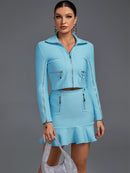 Two Piece Bandage Set with Jacket and Skirt, ibuyxi.com