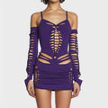 Do Not Publish - Luxury and Stylish Hollow Out Knit Mini Dress - view 3