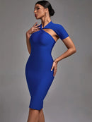Elegant Black Cut Out Midi Bodycon Dress, ibuyxi.com