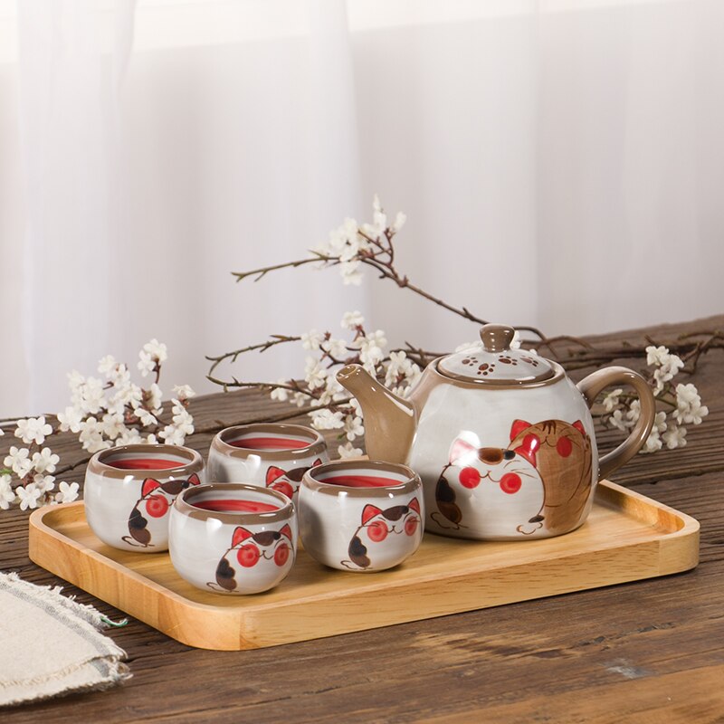 Adorable Cat Ceramic Teapot Set