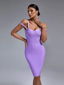 Elegant Lilac Spaghetti Strap Bodycon Dress, iBuyxi.com