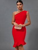 Orange Mermaid Midi Bandage Bodycon Dress, ibuyxi.com
