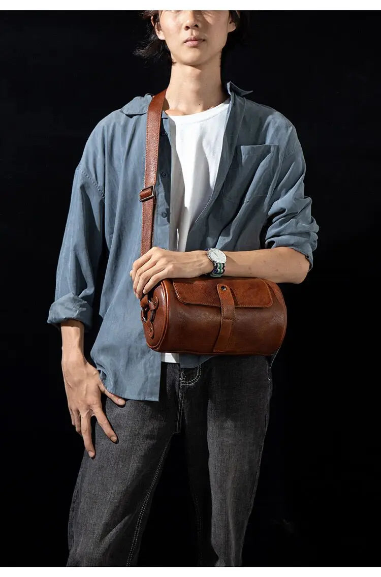 Round Vintage Leather Satchel