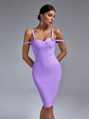 Elegant Lilac Spaghetti Strap Bodycon Dress, iBuyxi.com