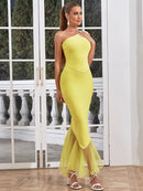 Elegant Ruffle One Shoulder Maxi Bodycon Dress, ibuyxi.com