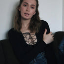 Long Sleeve Slim V-Neck Bandage Bodysuit, ibuyxi.com