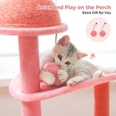 Flamingo Pink Cat Tower with Hammock
