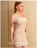 One Shoulder Bodycon Bandage Evening Mini Dress, ibuyxi.com