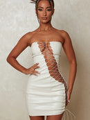 PU Leather Strapless And Backless Mini Dress, iBuyxi.com