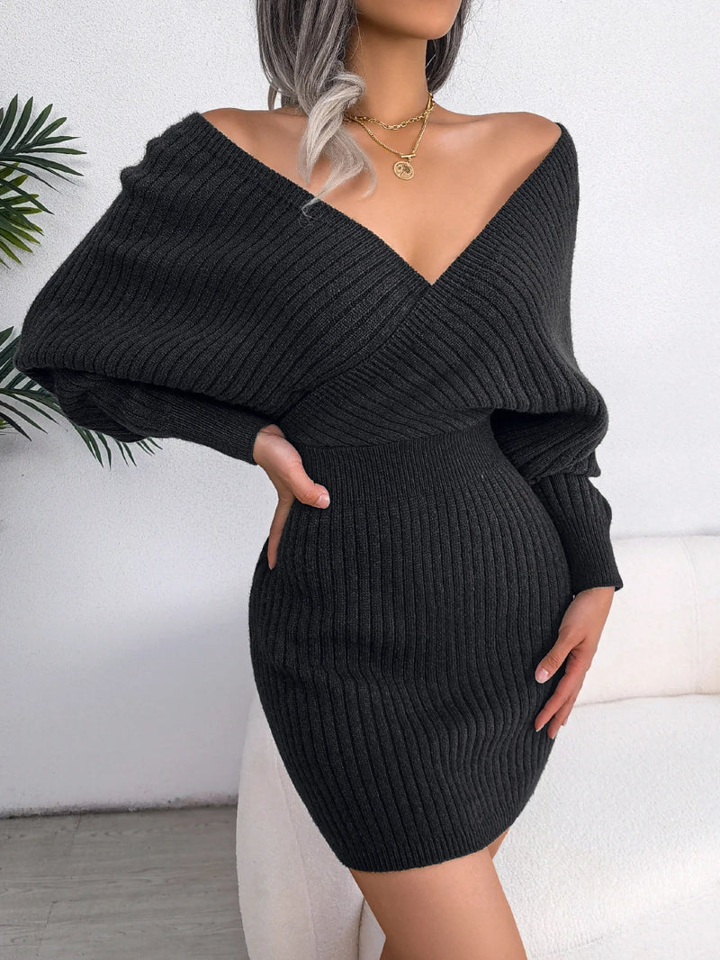 Knitted Long Sleeve Sweater Dress