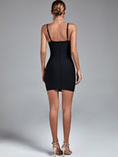 Black Crystal Embellished Mini Bandage Outfit, ibuyxi.com