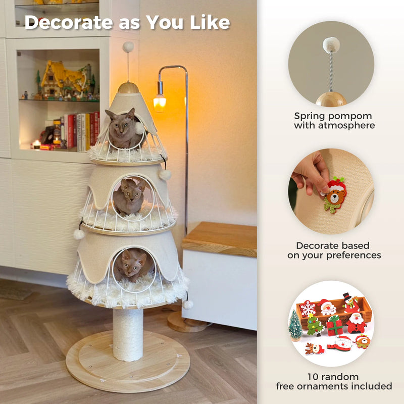 Three Tier Holiday Pine Cat Tree