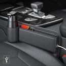 Premium Car Seat Gap Organizer Textured Pu Leather Front Seat Storage Bag with Cup Holder Auto Center Console Crevice Filler, ibuyxi.com