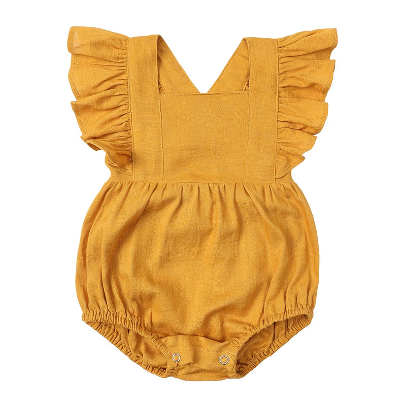 Linen Ruffles Baby Romper