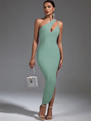 Elegant Green Cut Out Midi Bodycon Dress, ibuyxi.com
