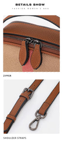 Plaid Round Leather Crossbody Bag