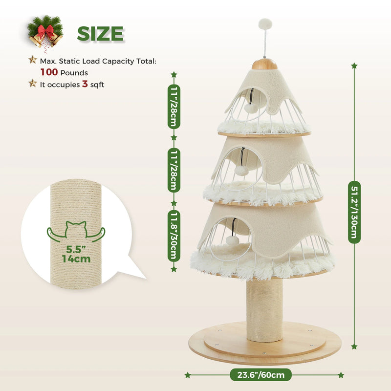 Three Tier Holiday Pine Cat Tree