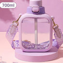 Cute Flat Bottles with Straw and Strap - view 8