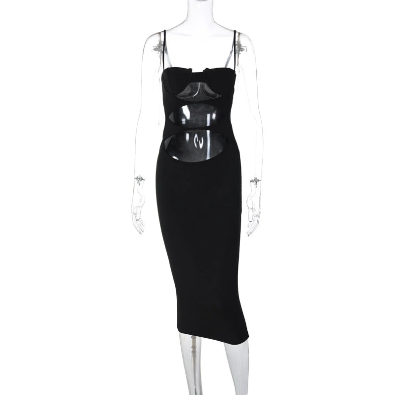 Cutout Backless Straps Slip Bodycon Midi Dress, ibuyxi.com