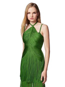Backless Tassel Green Maxi Dress