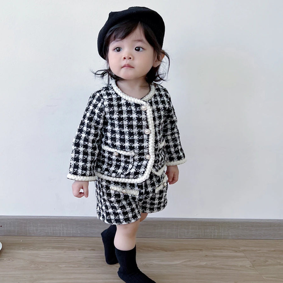 Tweed Plaid Two Piece Set Baby Clothes
