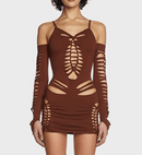 Do Not Publish - Luxury and Stylish Hollow Out Knit Mini Dress - view 2