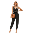 Black Scalloped Cami Jumpsuit, Casual Elastic Waist Sleeveless Pocket Playsuit, Summer Overalls, Romper Jumpsuit, iBuyXi.com