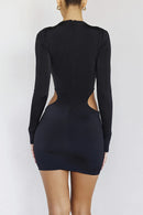 Hollow Out Full Sleeve O-Neck Mini Dress, iBuyXi.com