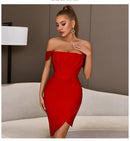 Off-Shoulder Bodycon Evening Runway Midi Dress, ibuyxi.com