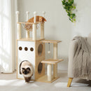 Modern Cat Tree Wooden 2-Floor Cat Condo